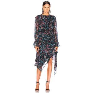 NWOT Womens Size 4 IRO Paris Multicolor Blank Dark Floral Tiered Midi Dress